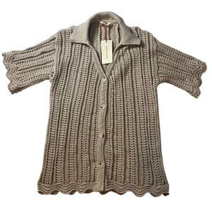 Solitaire. Women's casual knitted blouse size S color cream. Made in China.